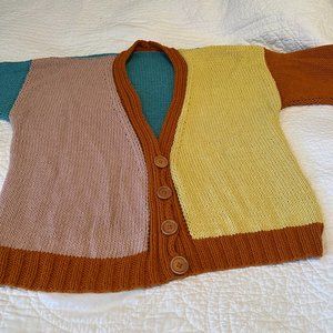 Handmade multi-color cardigan, Large, from Etsy